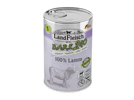 LandFleisch Hundenassfutter B A R F 2GO Exklusiv 100 vom Lamm 400g