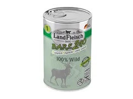 LandFleisch Hundenassfutter B A R F 2GO Exklusiv 100 vom Wild 400g