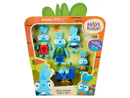 Brave Bunnies Family 5er Pack mit Actionfiguren der Hasenfamilie Ma Pa Bop Boo und die Babies im Kinderwagen Spielzeug fuer Jungen und Maedchen ab 3 Jahren