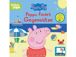 Peppa Pig Peppa findet Gegensaetze Pappbilderbuch mit 6 integrierten Sounds Soundbuch fuer Kinder ab 18 Monaten