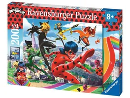 Ravensburger Puzzle Superhelden Power 200 Teile XXL Miraculous Puzzle fuer Kinder ab 8 Jahren