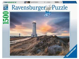Ravensburger Puzzle Magische Stimmung ueber dem Leuchtturm von Akranes Island 1500 Teile