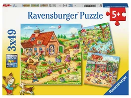 Ravensburger Puzzle Ferien auf dem Land 3x49 Teile Puzzle fuer Kinder ab 5 Jahren