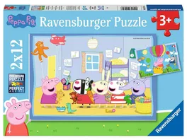 Ravensburger Puzzle Peppas Abenteuer 2x12 Teile Peppa Pig Puzzle fuer Kinder ab 3 Jahren