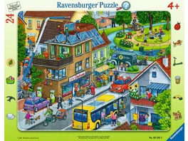 Ravensburger Puzzle Unsere gruene Stadt 24 Teile Rahmenpuzzle fuer Kinder ab 4 Jahren mit Suchspiel