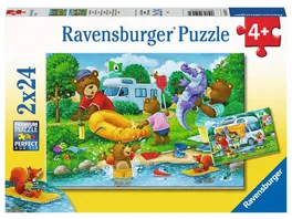 Ravensburger Puzzle Familie Baer geht campen 2x24 Teile Puzzle fuer Kinder ab 4 Jahren