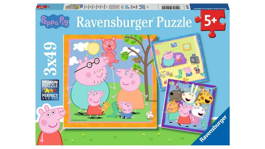 Ravensburger Puzzle - Peppas Familie und Freunde - 3x49 Teile Peppa Pig  Puzzle für Kinder ab 5 Jahren online bestellen