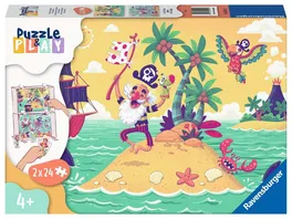 Ravensburger Puzzle Puzzle Play Piraten auf Schatzjagd 2x24 Teile Puzzle fuer Kinder ab 4 Jahren