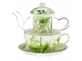TRENDSHOP Tee Set Tea for One 5 teilig Kraeuter