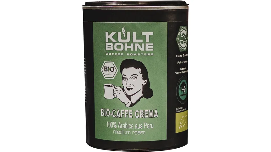 KULTBOHNE Bio Kaffee Bohnen Dose Crema