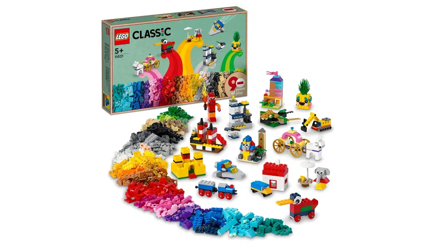 LEGO Classic 11021 90 Jahre Spielspaß Set, Bausteine-Box