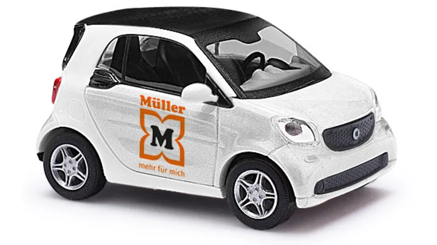 BUSCH 50722 - Smart-Modellauto mit Werbeaufdruck »Müller«  im Maßstab 1:87