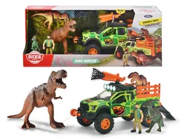 Dickie Toys Dinosaurier Fahrzeug Dino Hunter 25 cm Spielzeugauto Ford Raptor mit Licht Sound inkl 3 Dinos und Spielfigur Spielzeug fuer Kinder ab 3 Jahren
