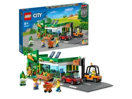 LEGO City 60347 Supermarkt mit Spielzeug Auto und Strassenplatte