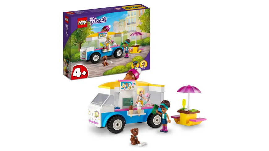 LEGO Friends 41715 Eiswagen Spielzeug mit Fahrzeug und Mini-Puppen