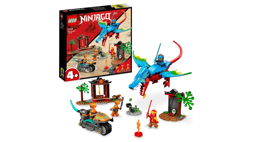 LEGO NINJAGO 71759 Drachentempel, Set mit Drachen-Figur und Motorrad