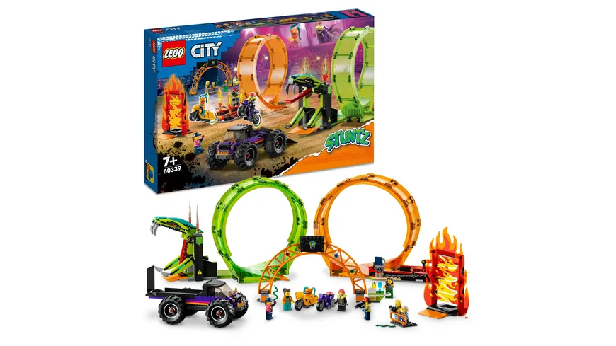 LEGO City Stuntz 60339 Stuntshow-Doppellooping mit 2x Spielzeug-Motorrad
