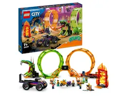 LEGO City Stuntz 60339 Stuntshow Doppellooping mit 2x Spielzeug Motorrad