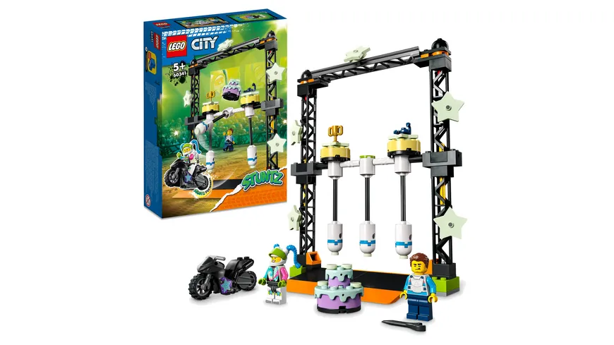 LEGO City Stuntz 60341 Umstoß-Stuntchallenge mit Spielzeug-Motorrad