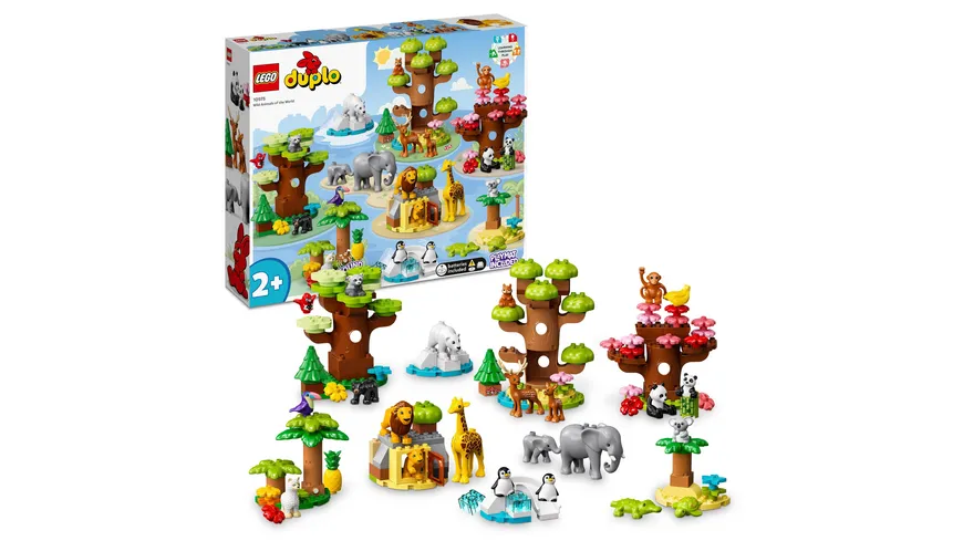 LEGO DUPLO 10975 Wilde Tiere der Welt Spielzeug für Kleinkinder
