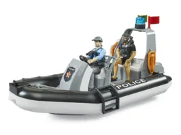 BRUDER bworld Polizei Schlauchboot mit Polizist Taucher und Zubehoer 62733