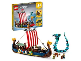 LEGO Creator 31132 3in1 Wikingerschiff mit Midgardschlange Spielzeug Schiff