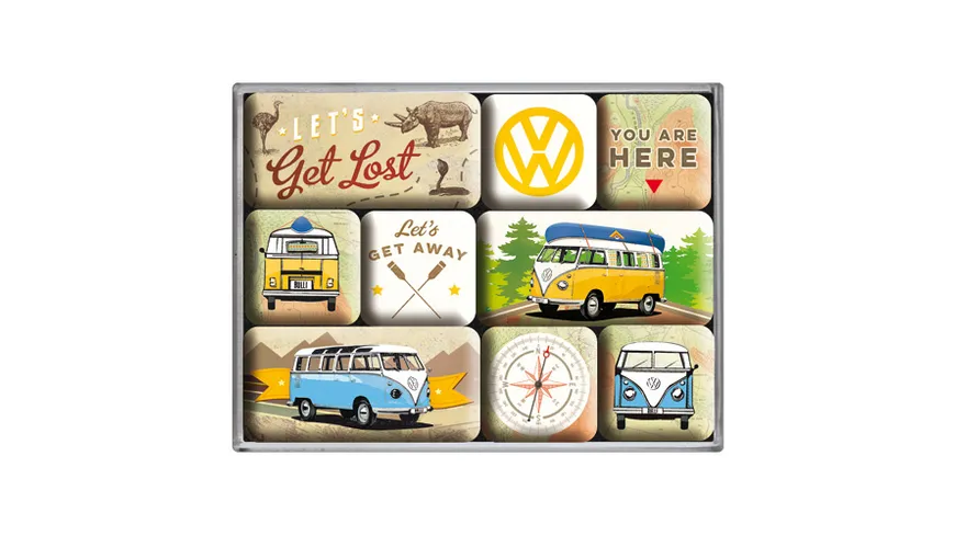 Nostalgic Art Magnet-Set "VW Bulli - Let's Get Lost"