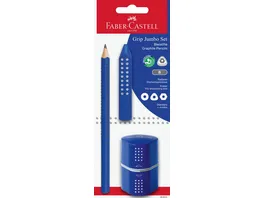 FABER CASTELL Jumbo GRIP 3teilig Bleistift Radierer Spitzerdose blau