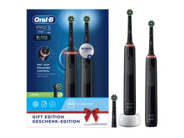 Oral B Elektrische Zahnbuerste Pro 3 3900 Black Edition mit 2 Handstueck