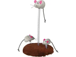 Trixie Catnip Mouse Family auf Spiralfeder 15 x 22 cm Katzenspielzeug