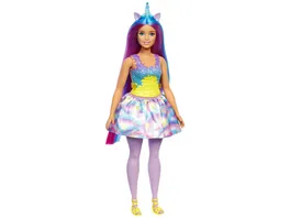 Barbie Dreamtopia Einhorn Puppe kurvig im Regenbogen Look fuer Kinder ab 3 Jahren