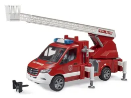 BRUDER MB Sprinter Feuerwehr mit Drehleiter Pumpe und Light Sound Modul 02673