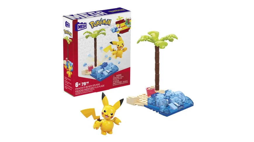 MEGA Pokémon Pikachus Strandtag Bauset mit 79 Teilen zum Verbinden mit anderen Welten