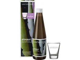 Santaverde aloepur 100 reiner Bio Aloe Vera Direktsaft gratis Glas