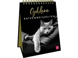 Spiralaufsteller Goldene Katzenweisheiten Edles Geschenk fuer Katzenliebhaber mit aesthetischen Schwarz weiss Fotografien und Katzenweisheiten