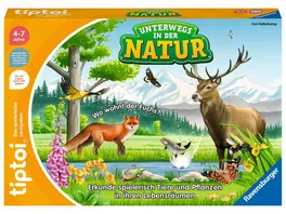 Ravensburger tiptoi Spiel Unterwegs in der Natur Heimische Natur und Tiere entdecken Lernspiel fuer Kinder ab 4 Jahren fuer 1 4 Spieler