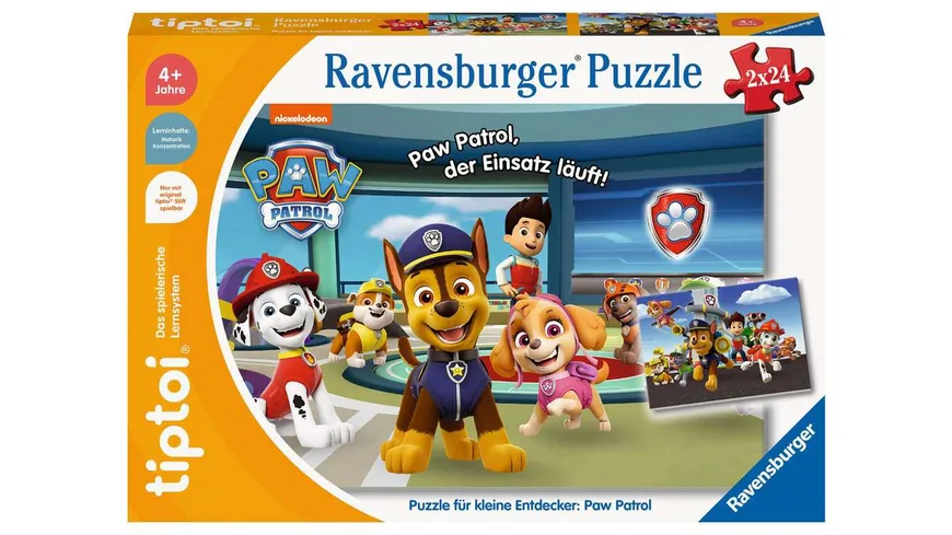 Ravensburger tiptoi - Puzzle Puzzle für kleine Entdecker: Paw Patrol, Kinderpuzzle für Kinder ab 4 Jahren, für 1 Spieler