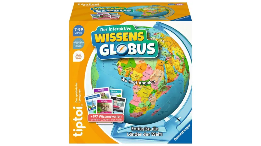 Ravensburger tiptoi - Spiel - Der interaktive Wissens-Globus - Lern-Globus  für Kinder, lehrreicher Globus online bestellen | MÜLLER