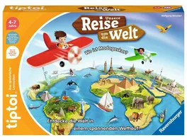 Ravensburger tiptoi Spiel Unsere Reise um die Welt Lernspiel ab 4 Jahren lehrreiches Geografiespiel fuer Jungen und Maedchen fuer 1 4 Spieler