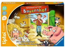 Ravensburger tiptoi Spiel Raetselspass auf dem Bauernhof Lernspiel ab 3 Jahren lehrreiches Logikspiel fuer Jungen und Maedchen fuer 1 4 Spieler