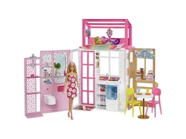Barbie Haus klappbar inkl Puppe blond und Zubehoer Puppenhaus