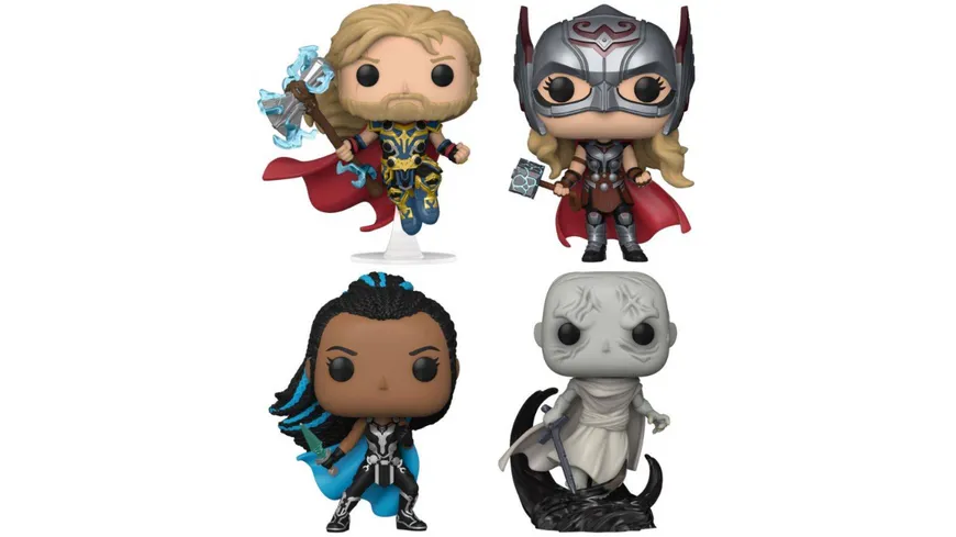 Funko - POP! - Thor 4: Love and Thunder - Thor, Mighty Thor, Valkyrie & Gorr 4-Pack