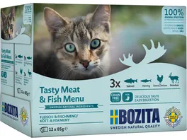 BOZITA Katzennassfutter Haeppchen in Sauce mit Fisch Fleisch Multibox