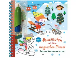 Ausmalen mit dem magischen Pinsel Frohe Weihnachten Malbuch mit Wassertankstift fuer Kinder ab 3 Jahren