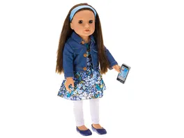 Mueller Toy Place Modern Girl Puppe Brunette mit Blumenkleid 45 cm