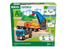 BRIO World 36028 Starterset Gueterzug mit Kran A Zugset fuer Kinder ab 3 Jahren