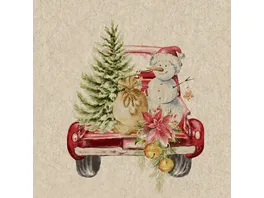 Paper Design Servietten Car Snowman 33x33cm