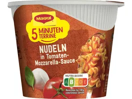 MAGGI 5 Minuten Terrine Nudeln in Tomaten Mozzarella Sauce