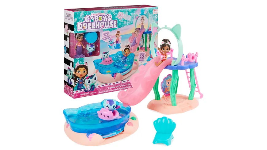 Gabbys Dollhouse Purrific Pool Party Spielset Mit Gabby Und Meerk Tzchen Figur Mit