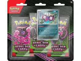 POKEMON Sammelkartenspiel 3er Pack Blister Karmesin Purpur Nebel der Sagen